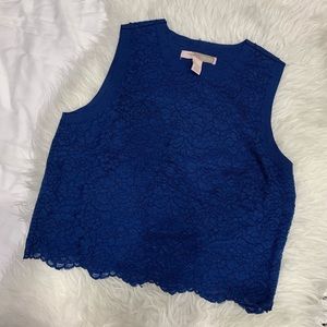 Lace blue tunic crop top